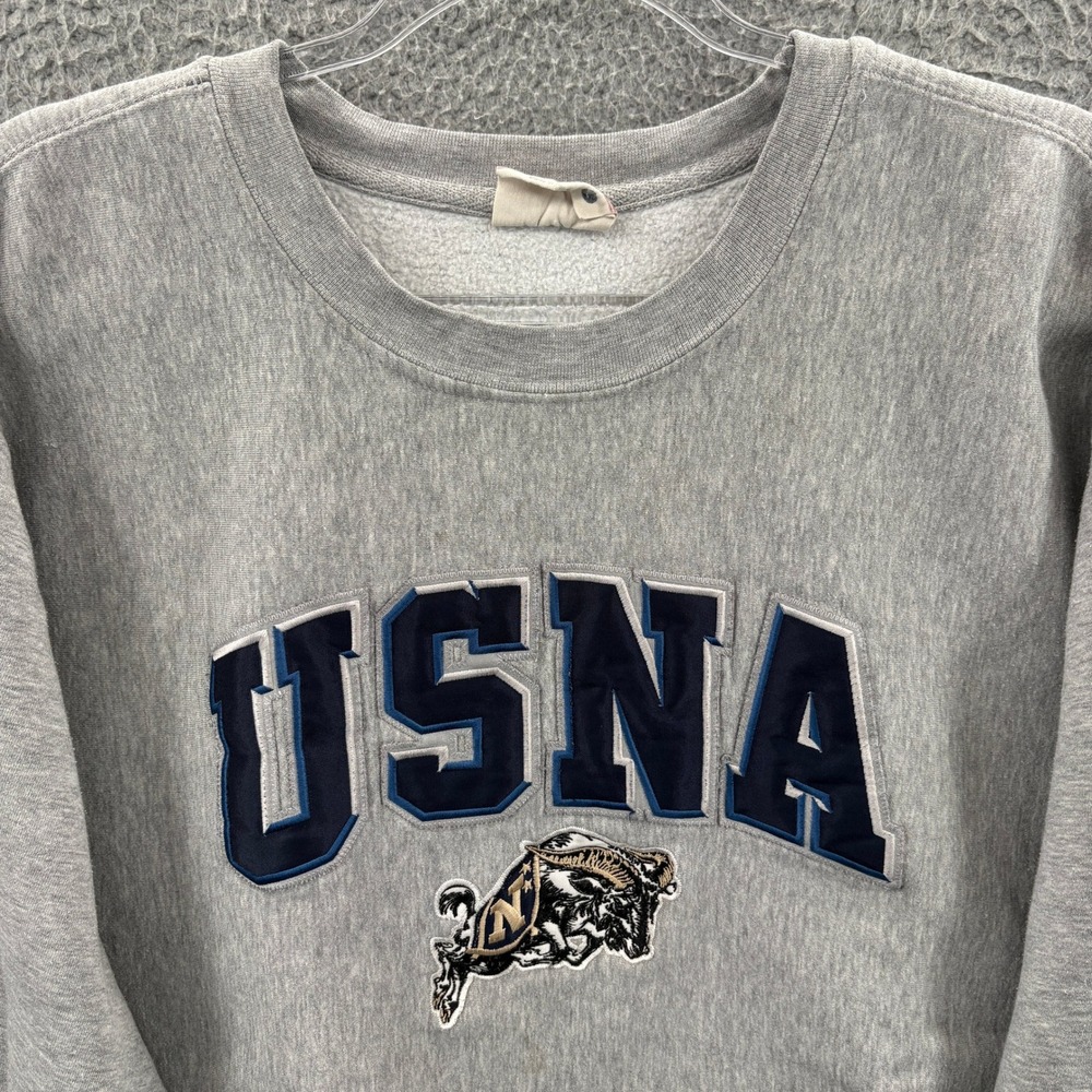 Vintage US Naval Academy Sweatshirt Mens L USNA Navy Bill The Goat Embroidered